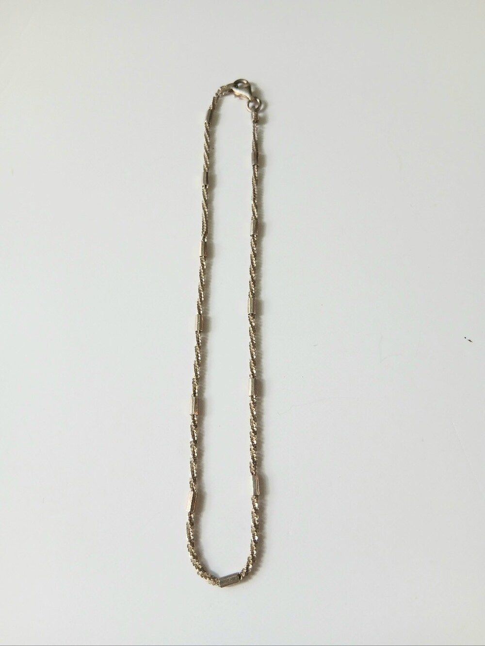 Vintage 925 Sterling Silver Italy Bar & Popcorn Link Anklet Chain Clasp